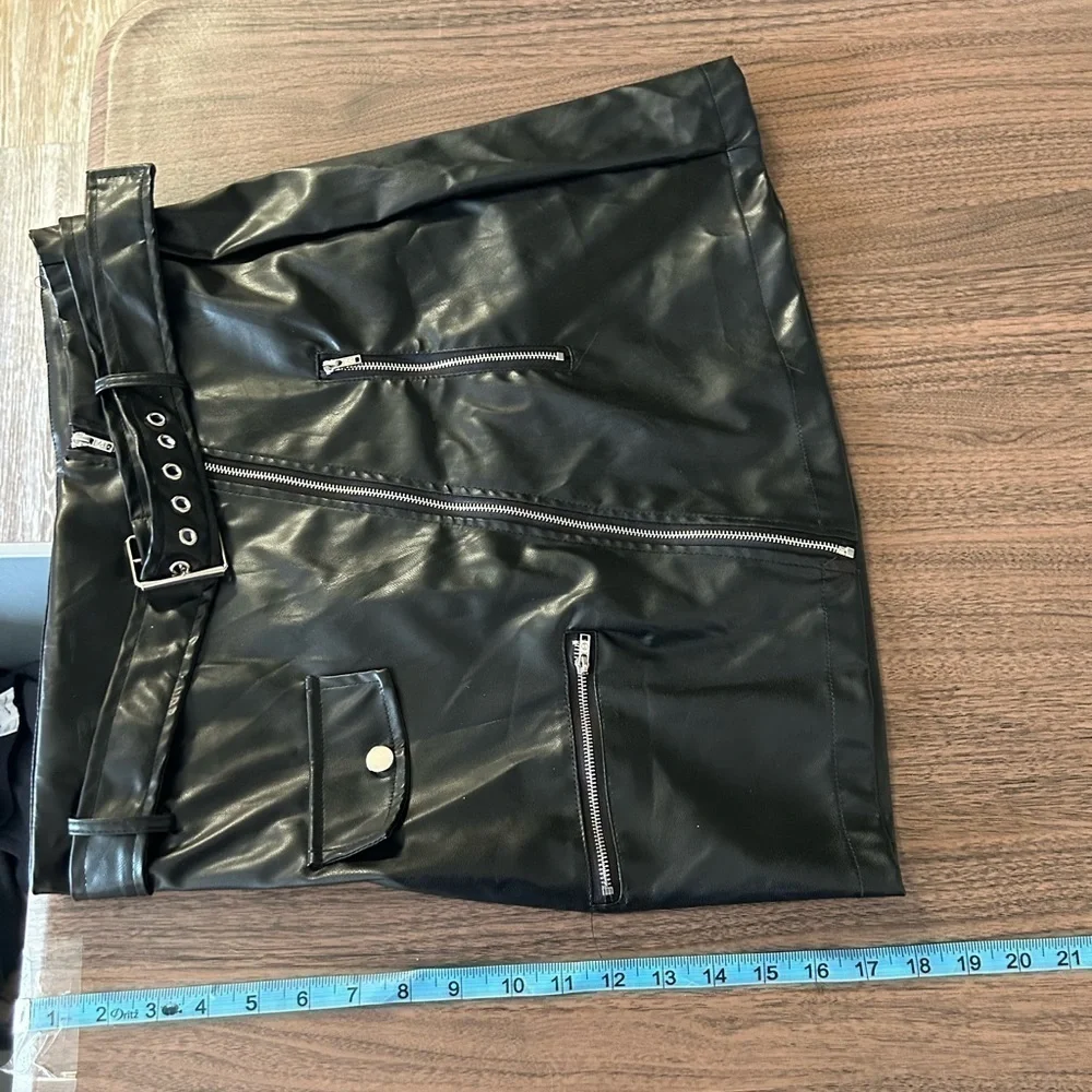 Large faux, leather Moto skirt from Shein